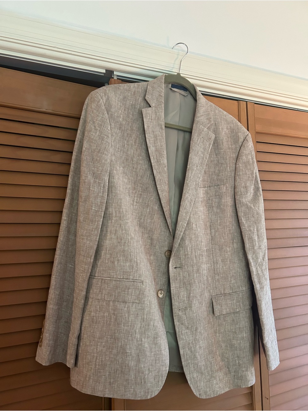 Ryan Seacrest Distinction Light Beige Linen-Blend Blazer